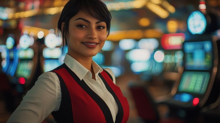 Panel kontrol pemain dengan tombol fold, call, raise di meja Teen Patti